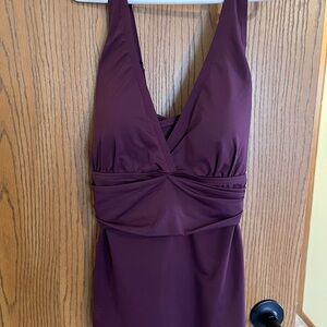 NWOT Lands’ End Sz M (10-12) Women’s V-Neck Plunge X Back Tankini Top